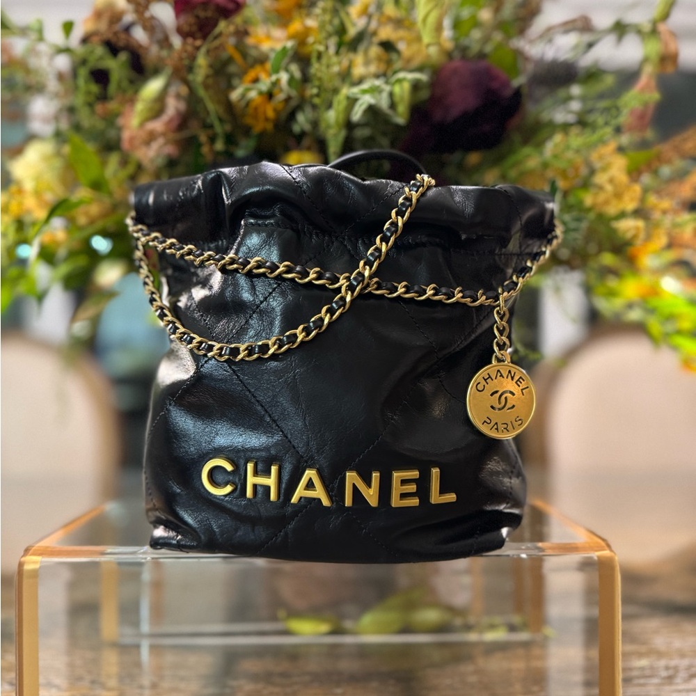 CHANEL Black Quilted Leather Bucket Bag